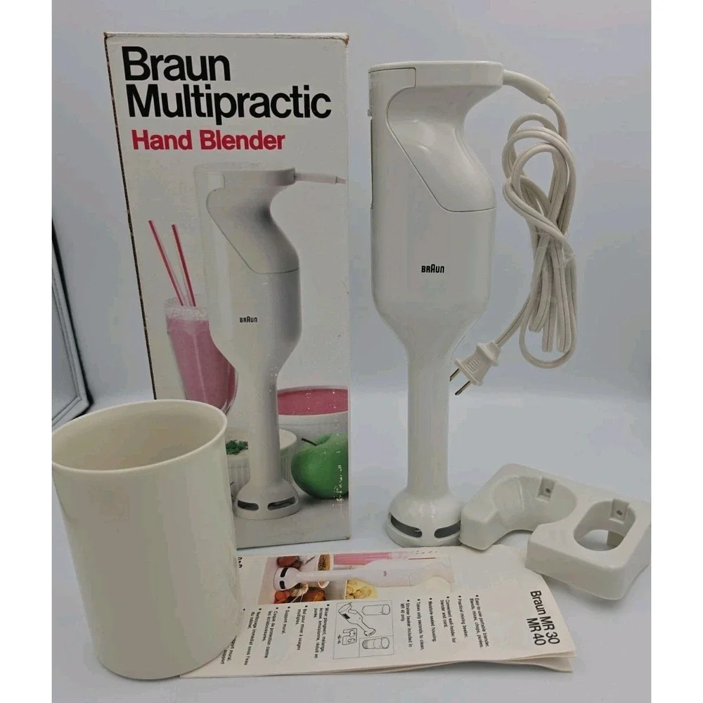 Vtg Braun Multipractic Hand Blender in Original Box MR30 with Paperwork Tested